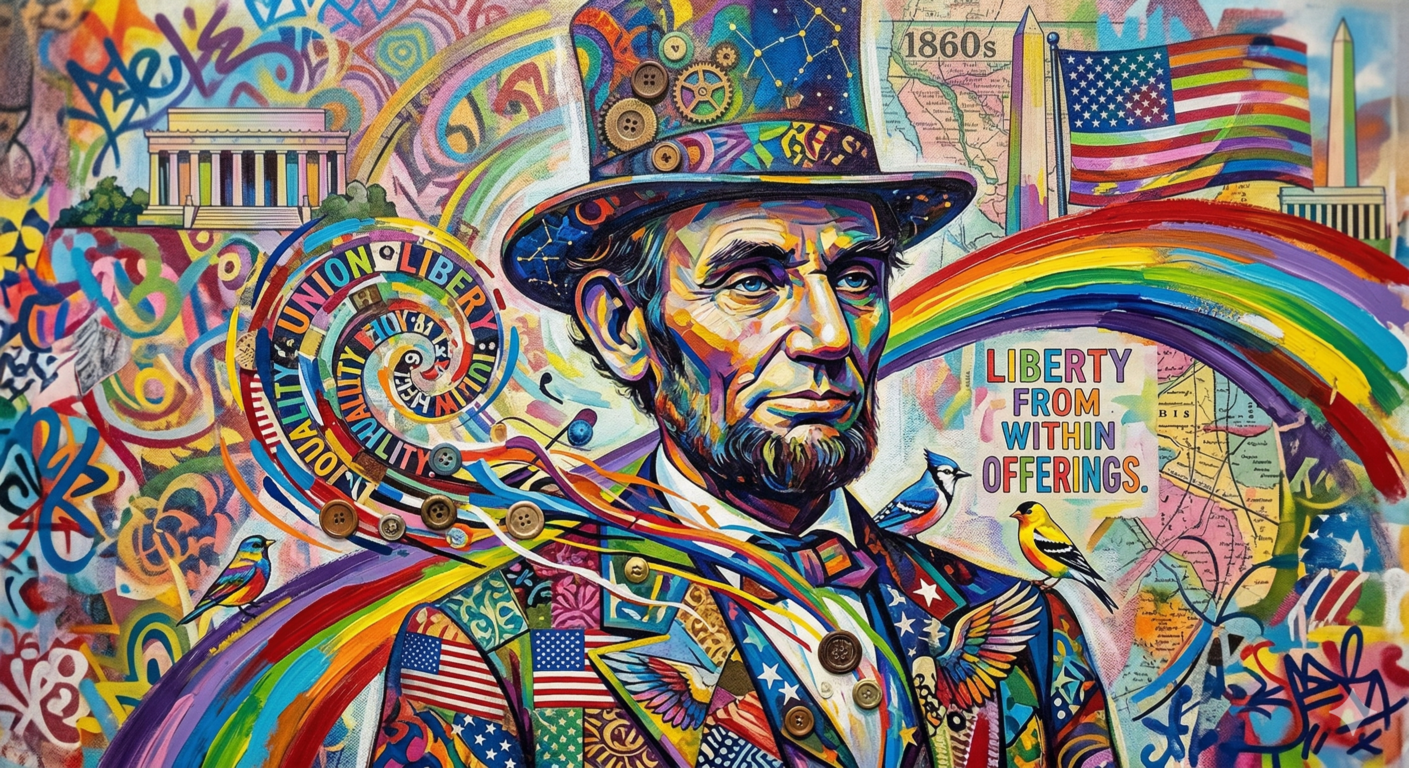 Vibrant artistic portrait of Abraham Lincoln